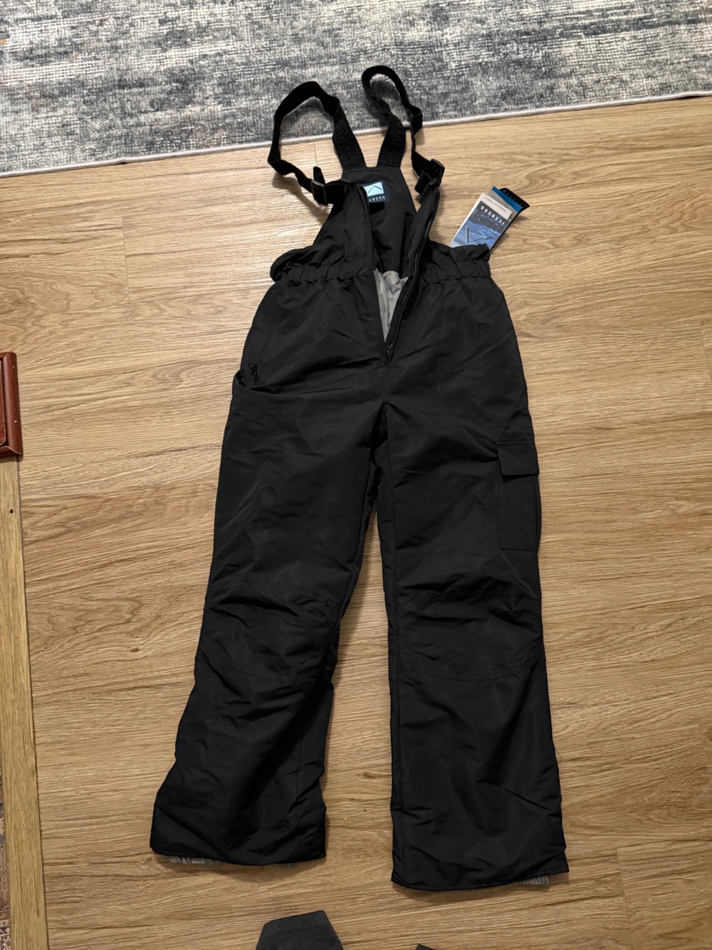 Kids Black Snow Overalls with Adjustable Straps